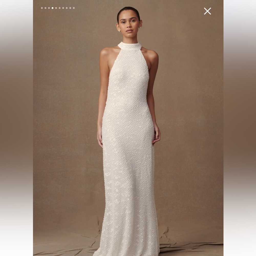 Meshki - lace halter maxi sequin dress